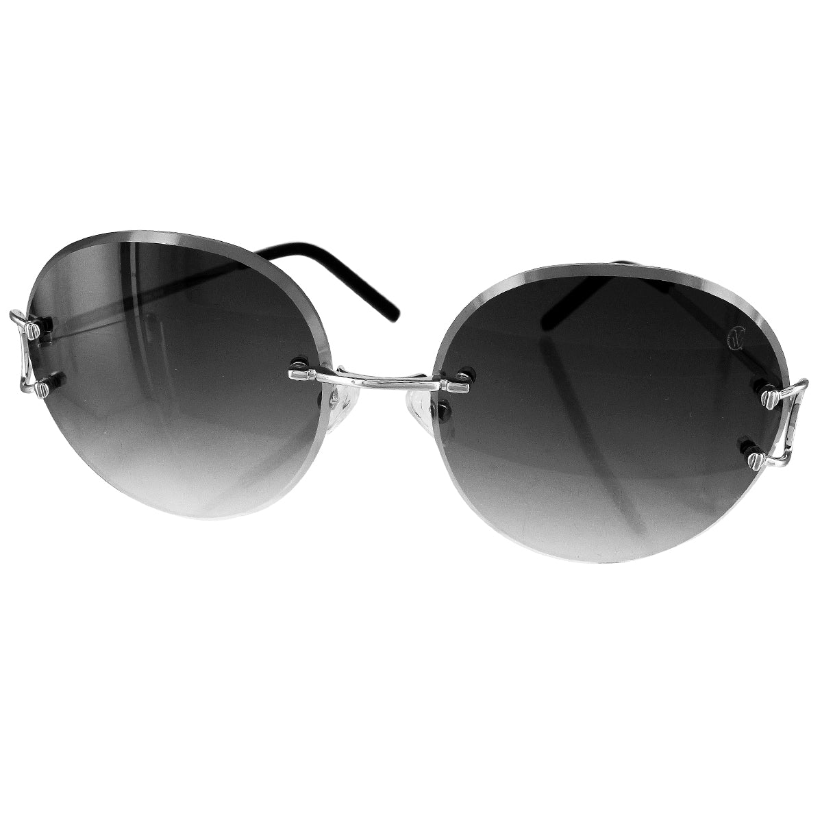 Men's Designer Black Round Metal Frame Sunglasses