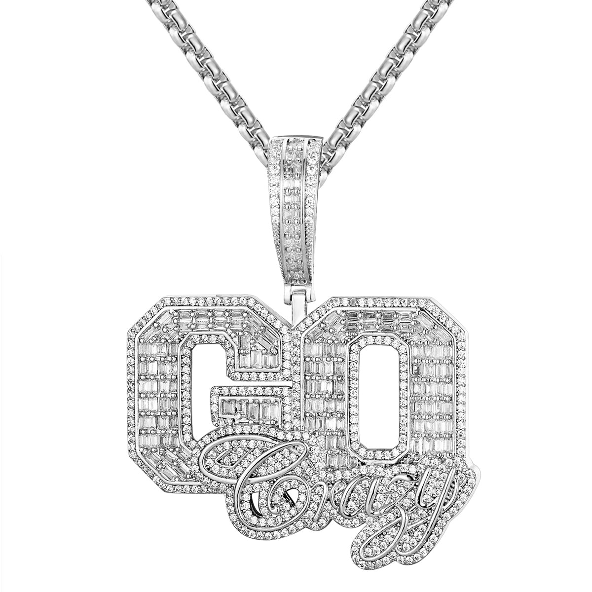 Sterling Silver Go Crazy Emerald Cut Icy Hip Hop Pendant