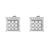 Sterling Silver Tower Style Cube Square Icy Screw Back Earrings