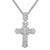 Mini Holy Jesus Ribbon Cross Icy Baguette Religious Pendant