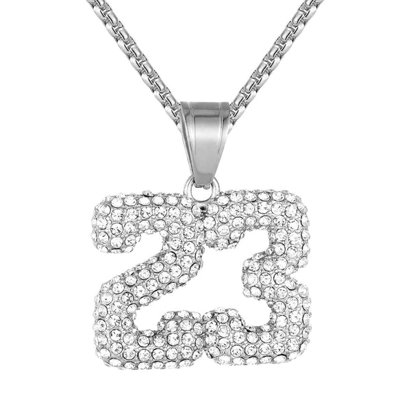 Steel 23 Number Jersey Basketball Sports Pendant Free Chain
