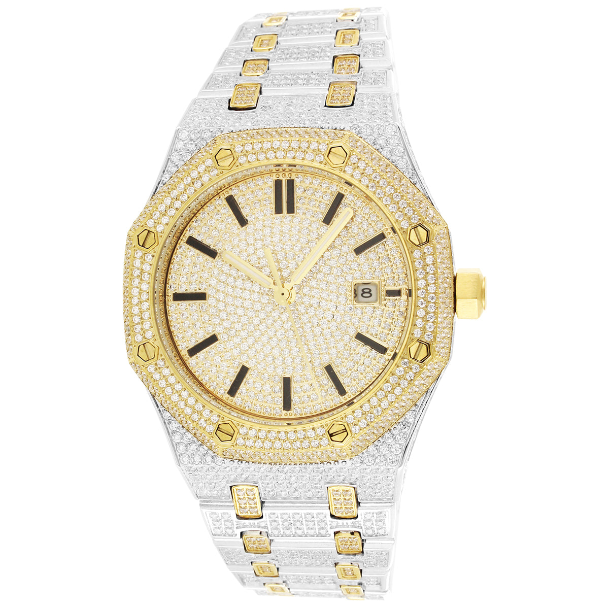 Men's Two-Tone Steel Luxury Face Gold Finish  Watch