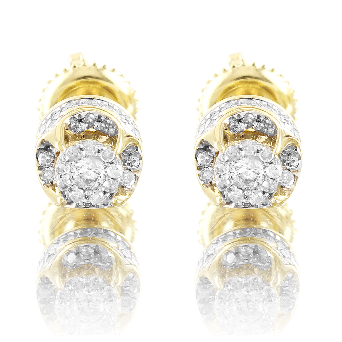 Real Diamonds Prong Set 10k Gold Mens Womens Earrings
