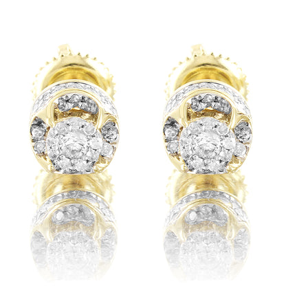 Real Diamonds Prong Set 10k Gold Mens Womens Earrings
