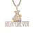 Rich Forever Hand Holding Dollar Money Bag Gold Tone Pendant