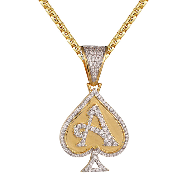 Sterling Silver Ace Of Spade Playing Cards Poker Pendant