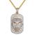 3D Panther Face Dog Tag Created Ruby Eyes Micro Pave Pendant