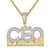 Gold Tone City CEO Icy Micro Pave .925 Silver Custom Pendant