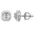 Silver Octagon Micro Pave Baguette Icy Stud Screw Earrings