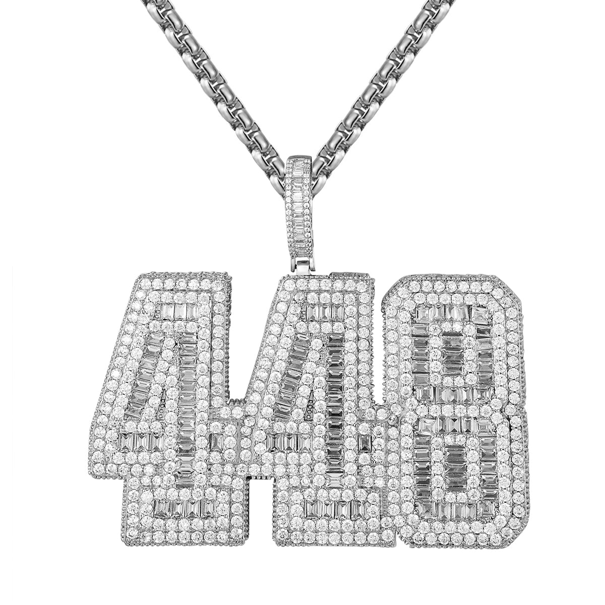 Sterling Silver 448 Gms Baguette Iced 3D Block Initial Pendant