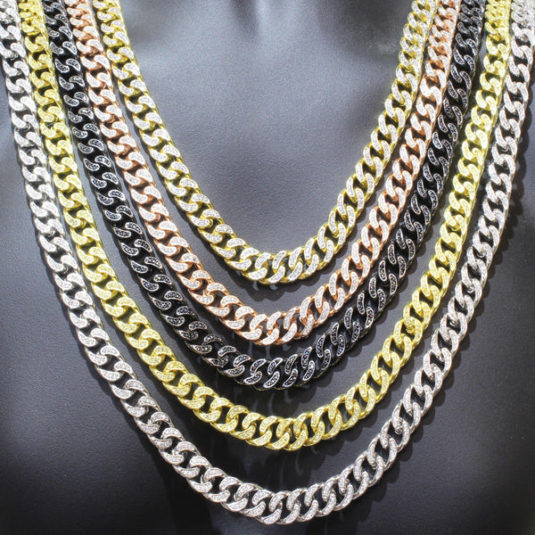 Icy Cuban Link Men Custom Bling 14kGold Finish Miami Bold Fashion Chain Necklace