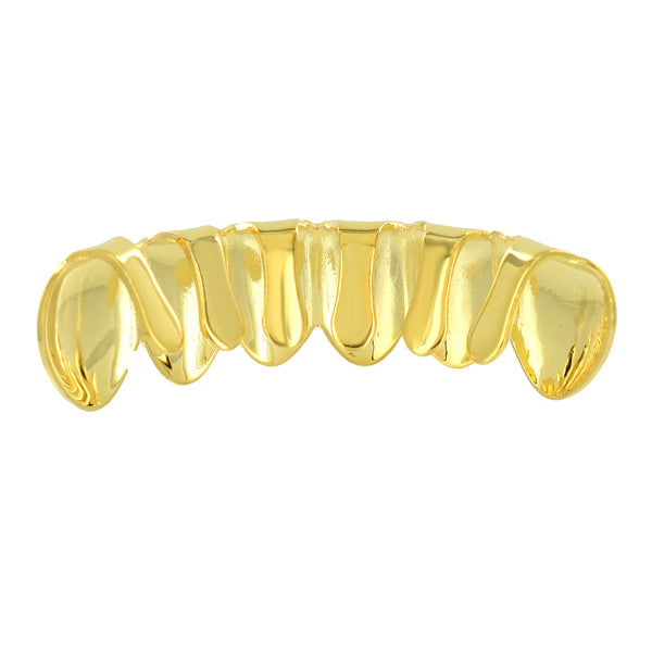 14K Gold Plated Grillz Bottom Tooth 6 Caps Diamond Cut Hip Hop